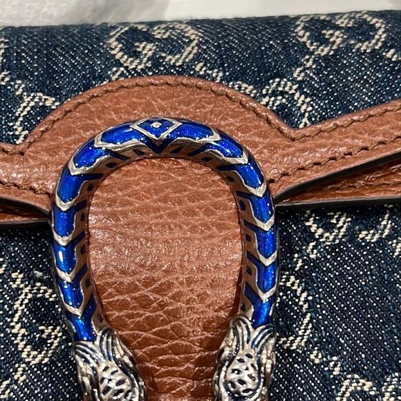 Gucci Super Mini Dionysus Jacquard leather/Denim Bag NWT - Picture 9 of 10